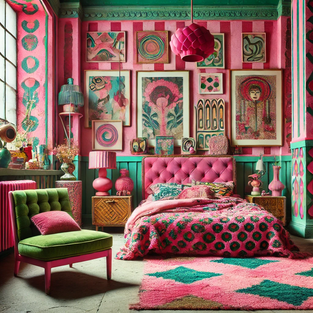 Blend pink and green with bold patterns