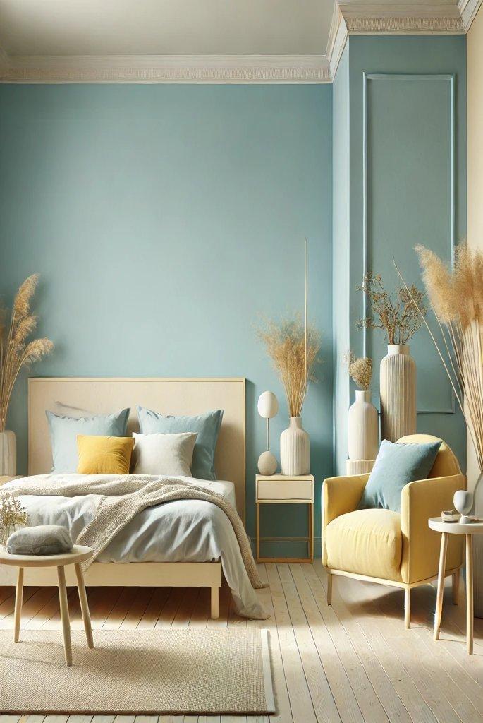 light yellow and blue bedroom ideas