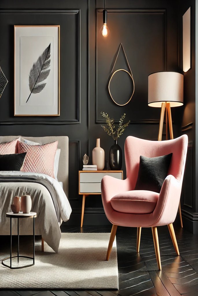 pink and black room decor