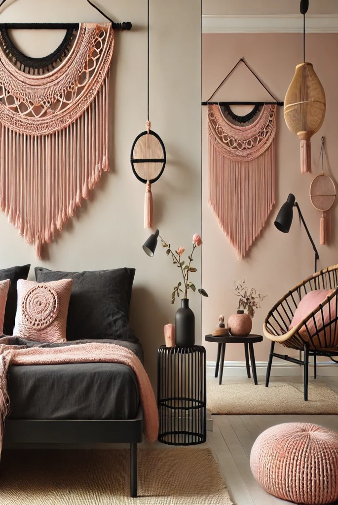 Modern pink and black room decor