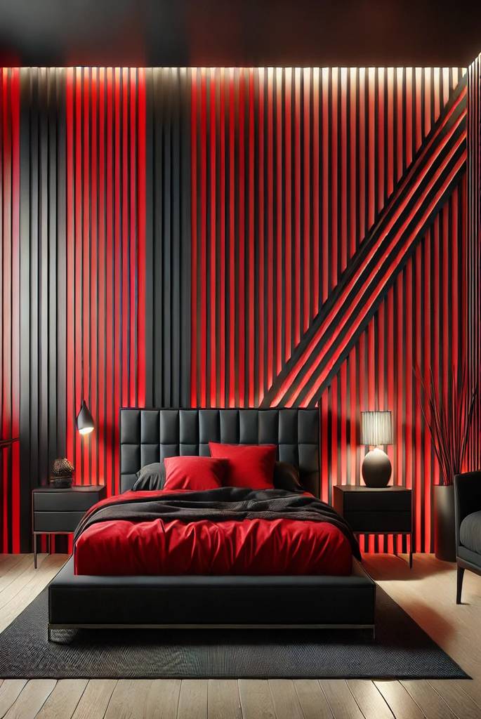 Black and Red Striped Walls