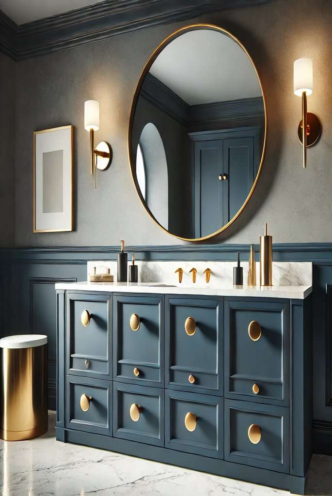 blue vanity cabinets