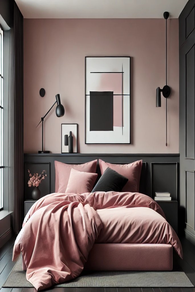 Modern Black and Pink Bedroom