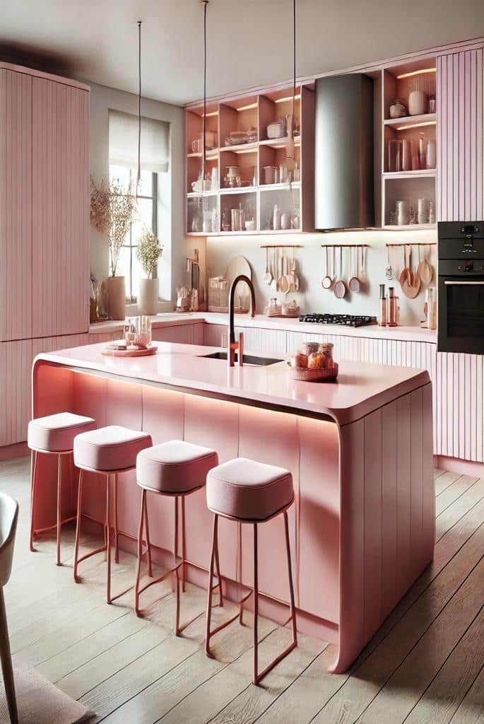 Modern Pink Kitchen Island