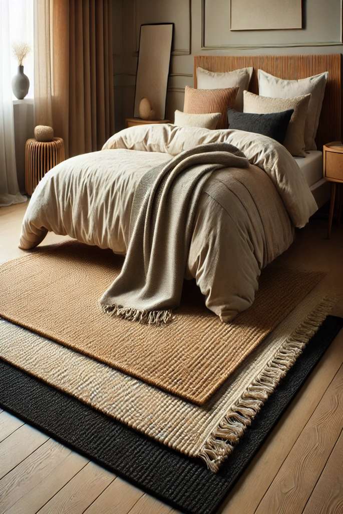 Black and brown Layered Rugs