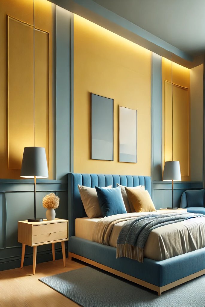 light yellow and blue bedroom ideas