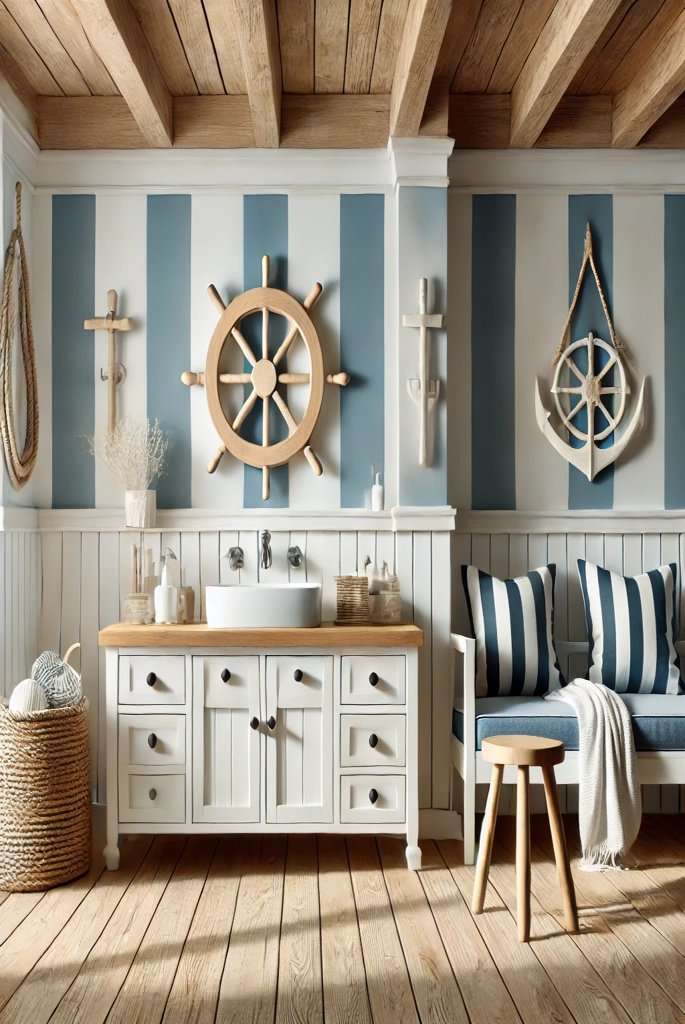 Blue and White Striped Walls