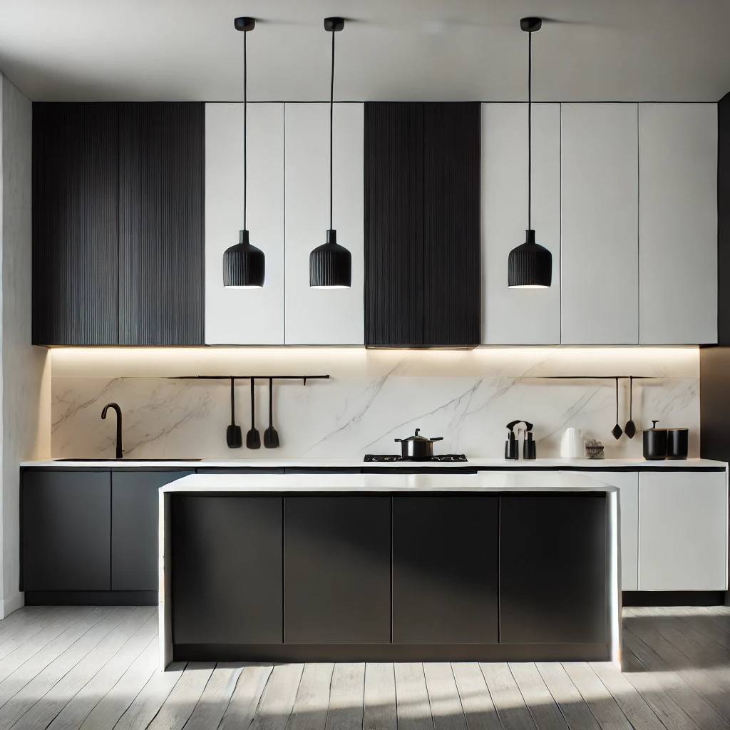 white and black kitchen decor