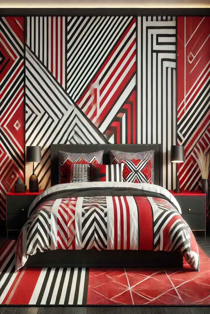 Red and black bedroom decorating idea