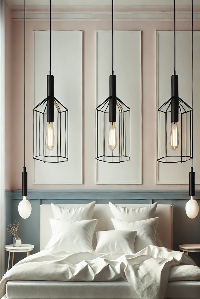 Black Metal Pendant Lights for Contrast