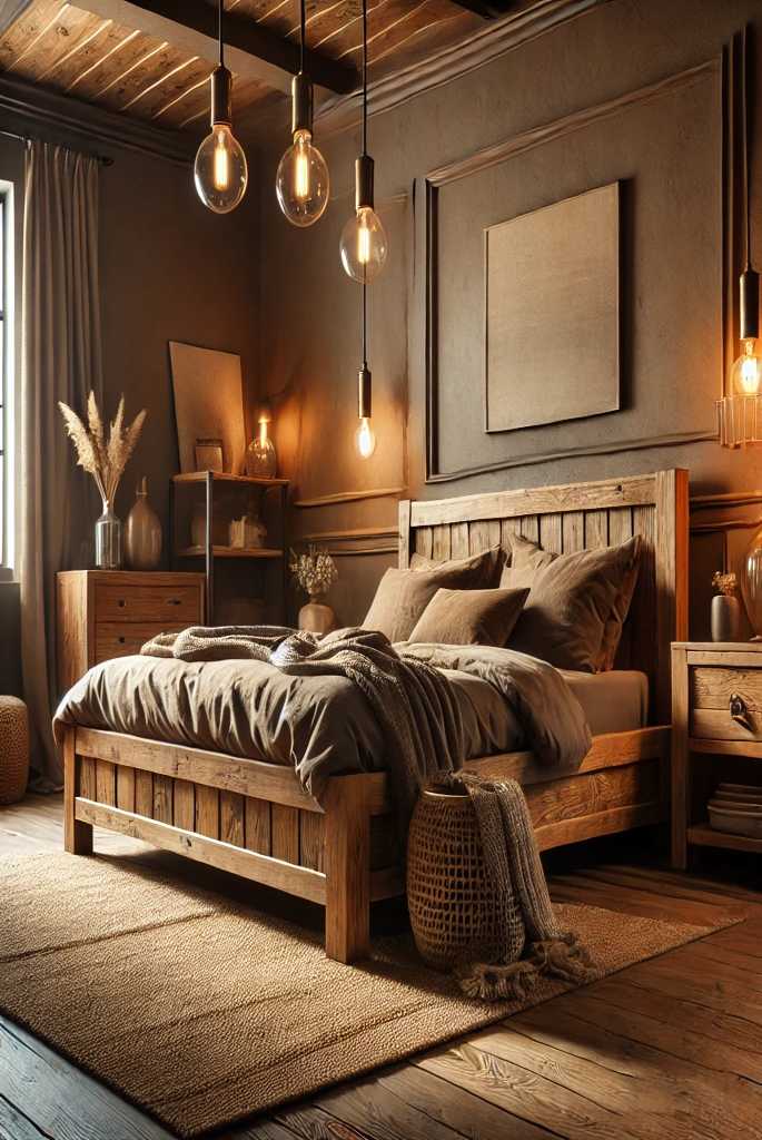 Brown living room rustic elements