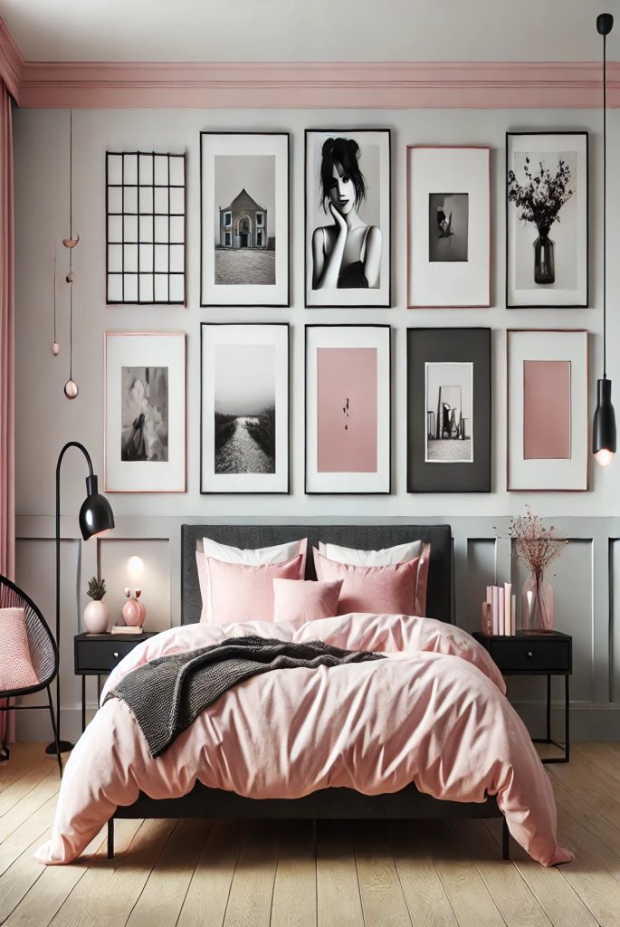 Gallery Wall with Pink Accents