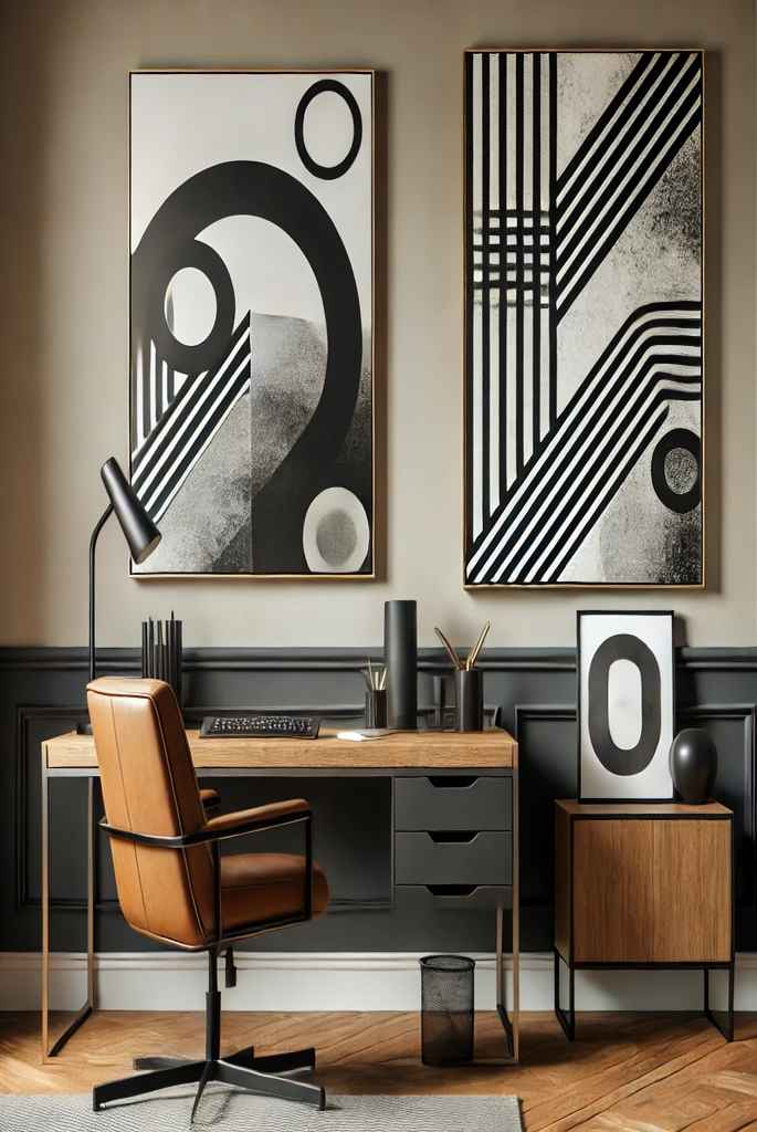 Masculine Art Pieces in office