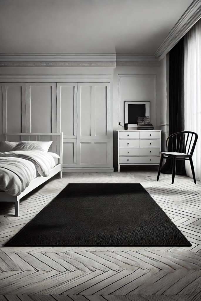 Black Rug with White Furniture