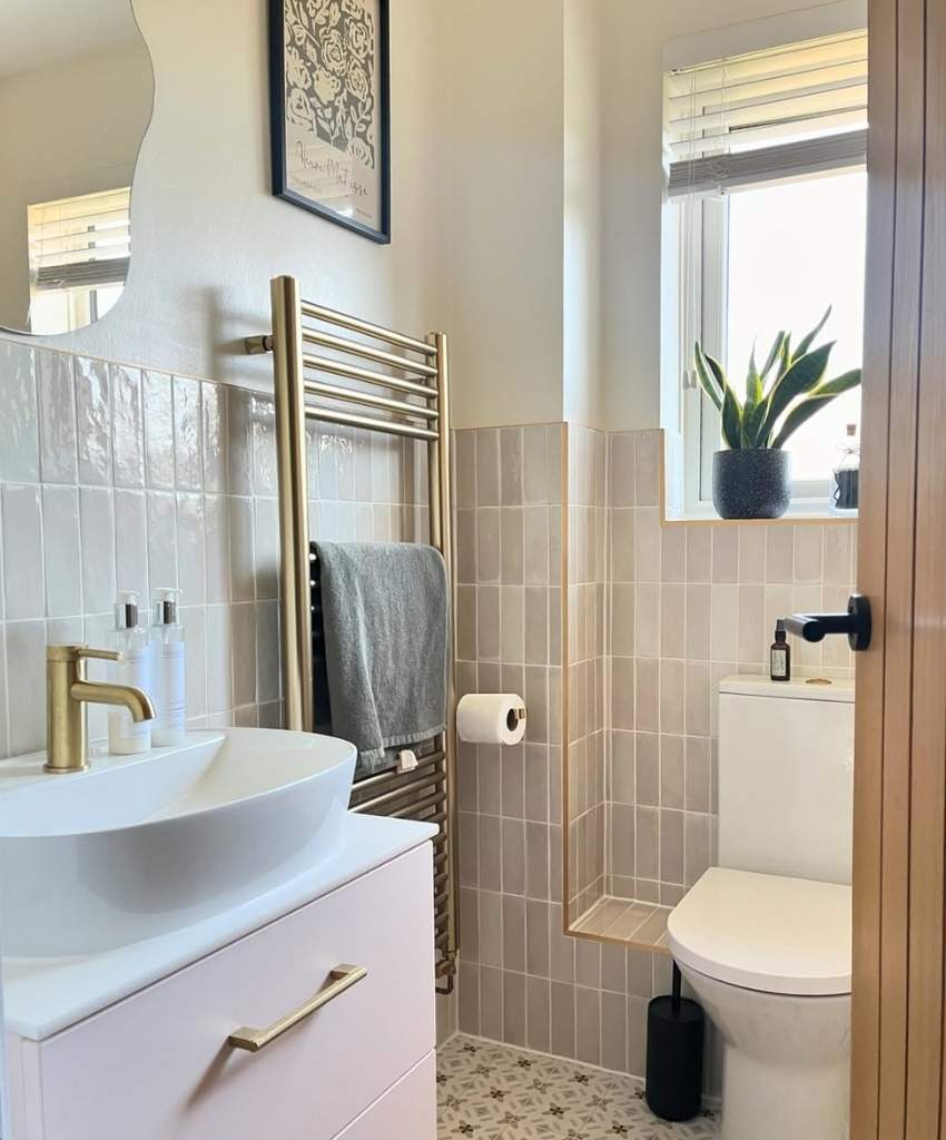 Chic Small Bathroom with Gold Accents