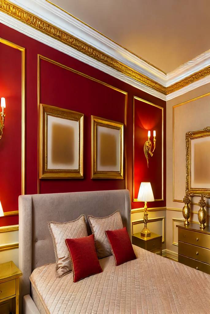 Classic Red and Gold Accent Wall