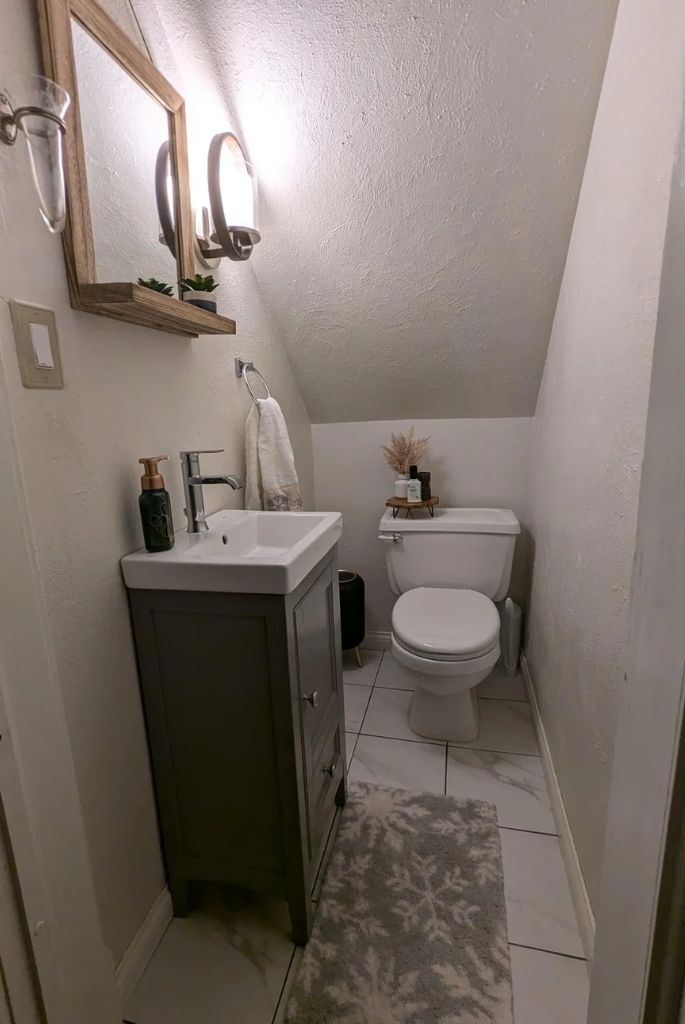 Compact Attic Bathroom with Cozy Style