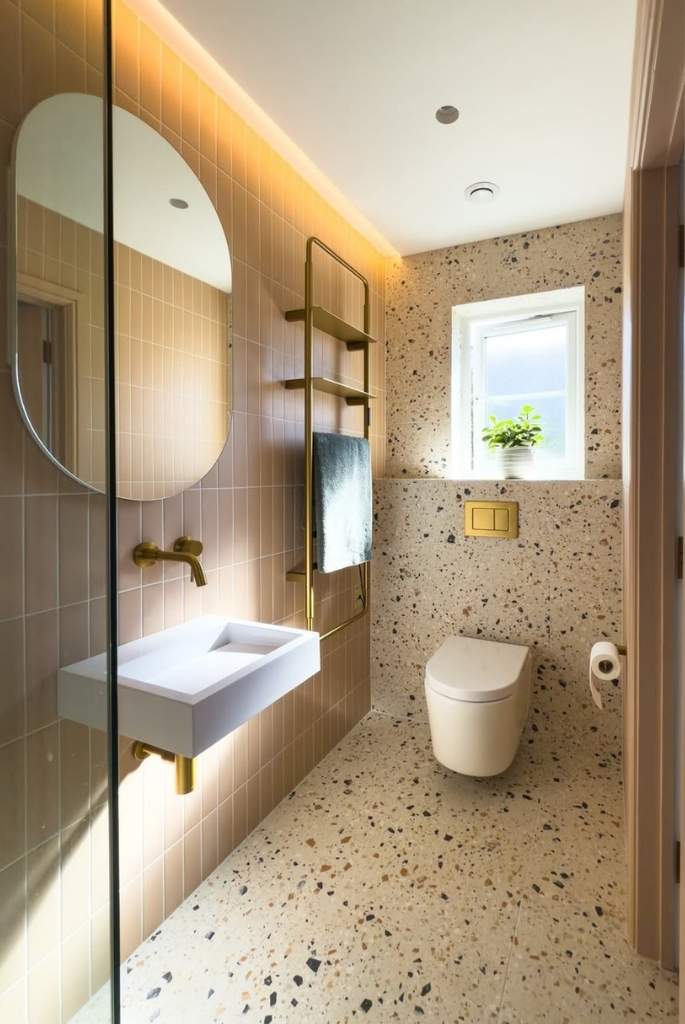 Contemporary Bathroom with Terrazzo Finish