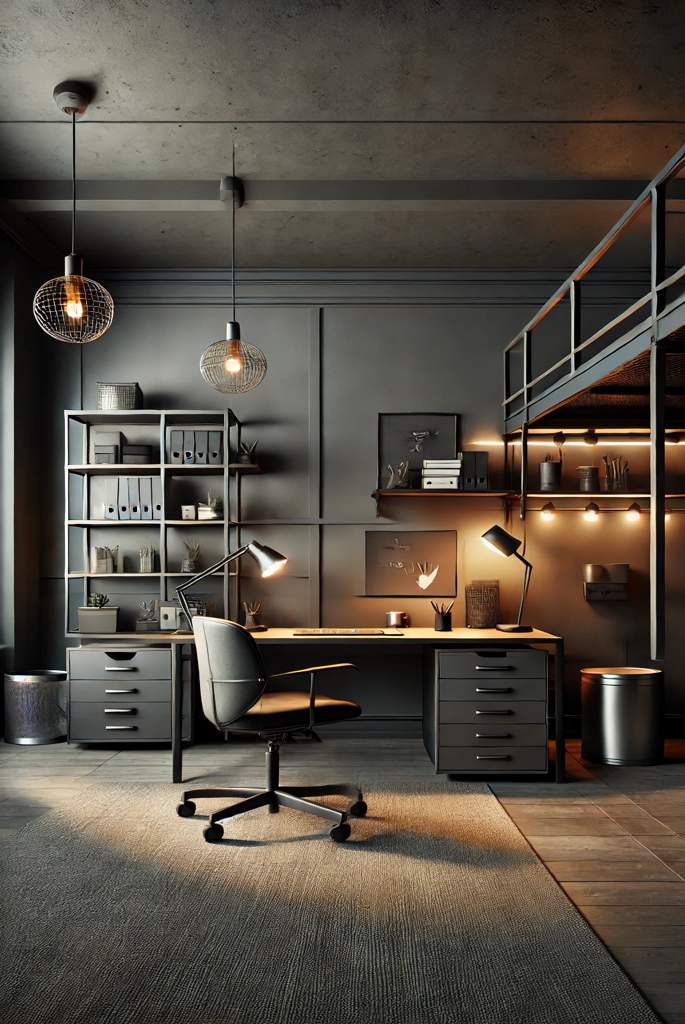 Dark Grey Walls with Industrial Decor