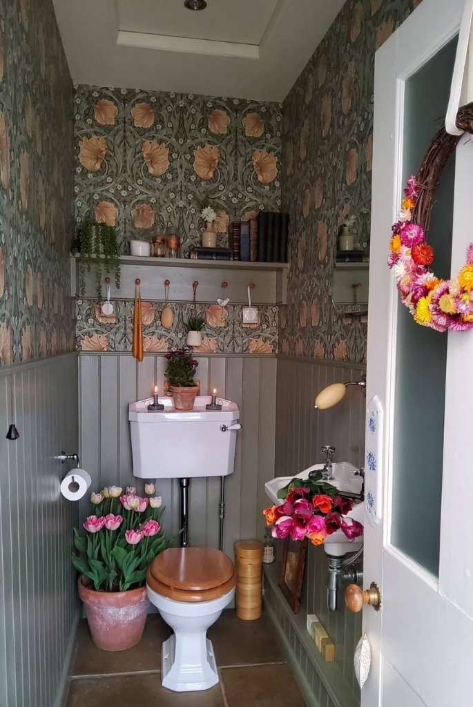 Floral Small Bathroom with Vintage Charm