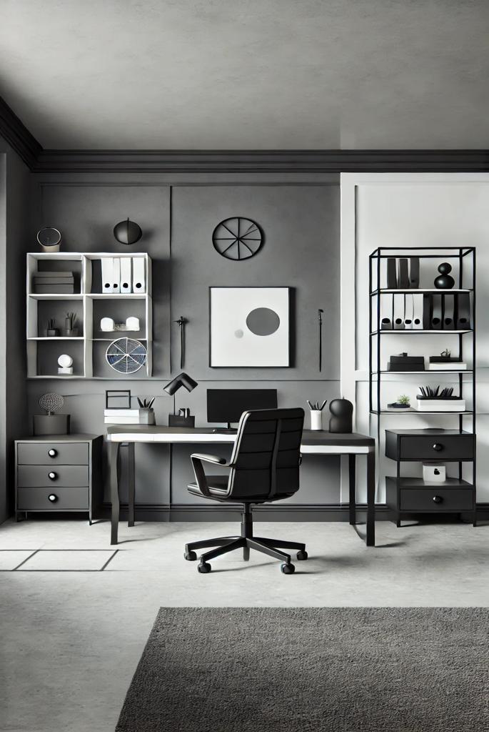 Grey Walls with Black and White Decor