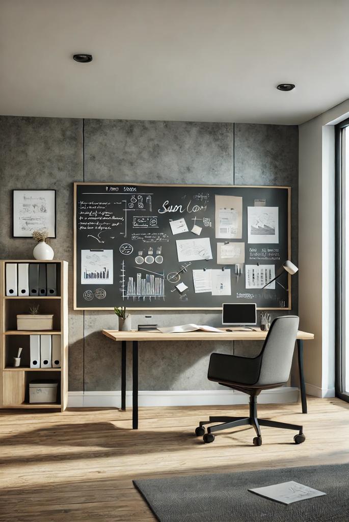 Grey Walls with a Chalkboard Section