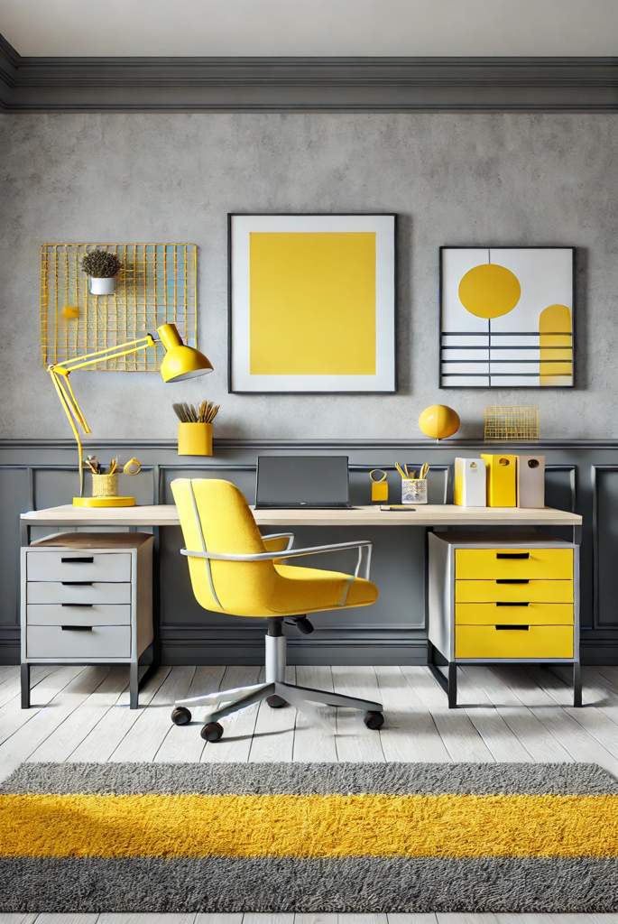 Grey Walls with a Pop of Yellow