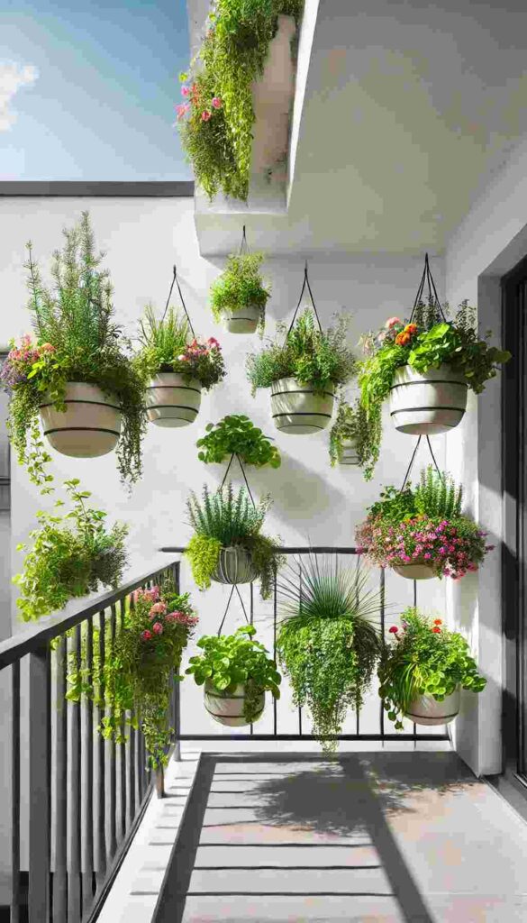 Hanging Planters on Railings