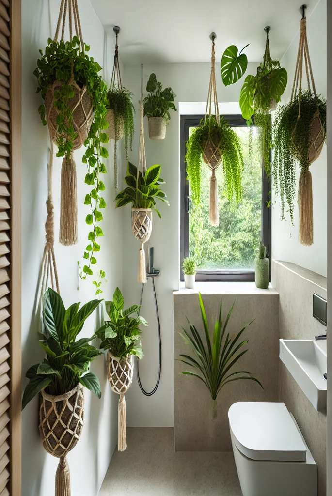 Hanging Plants in bathroom