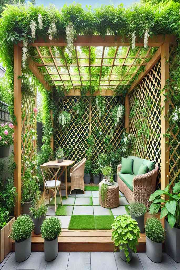 Lattice Walls with Climbing Plants