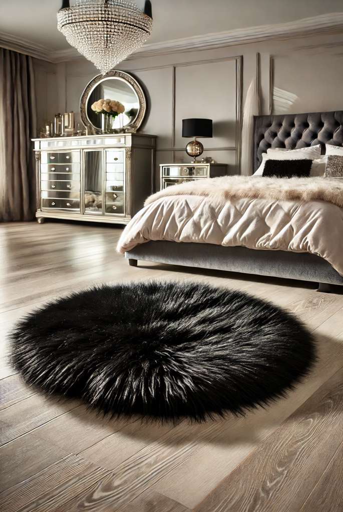 Modern black rugs for bedroom 