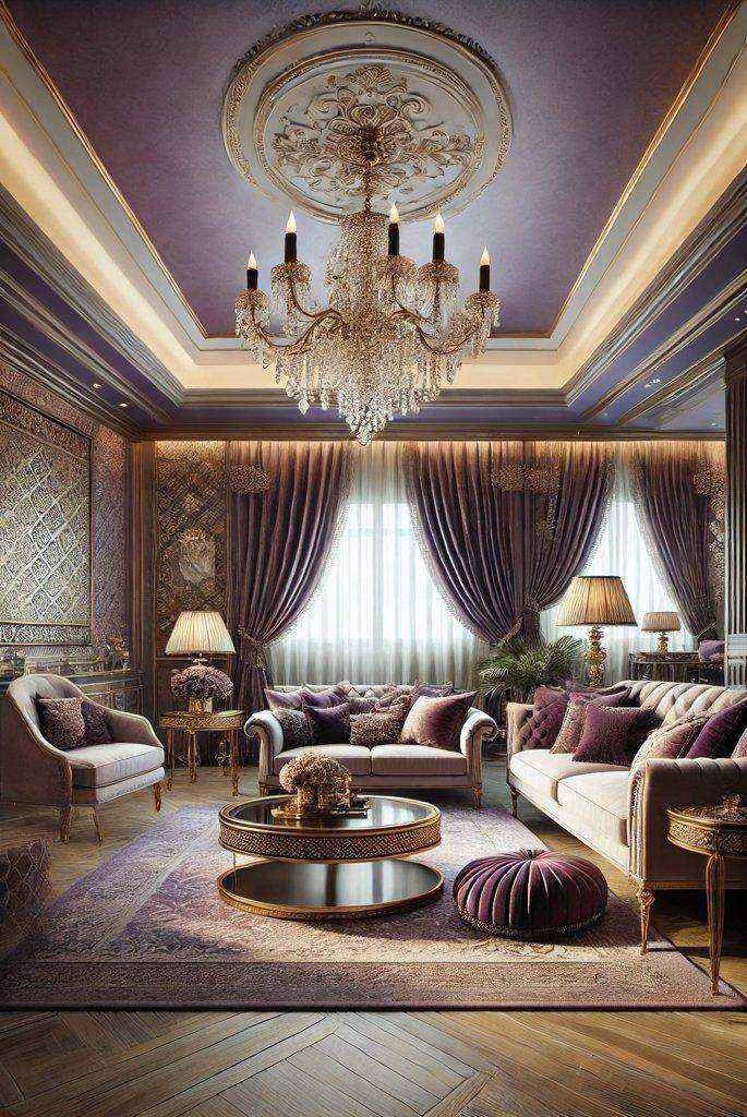 Modern purple living room decor