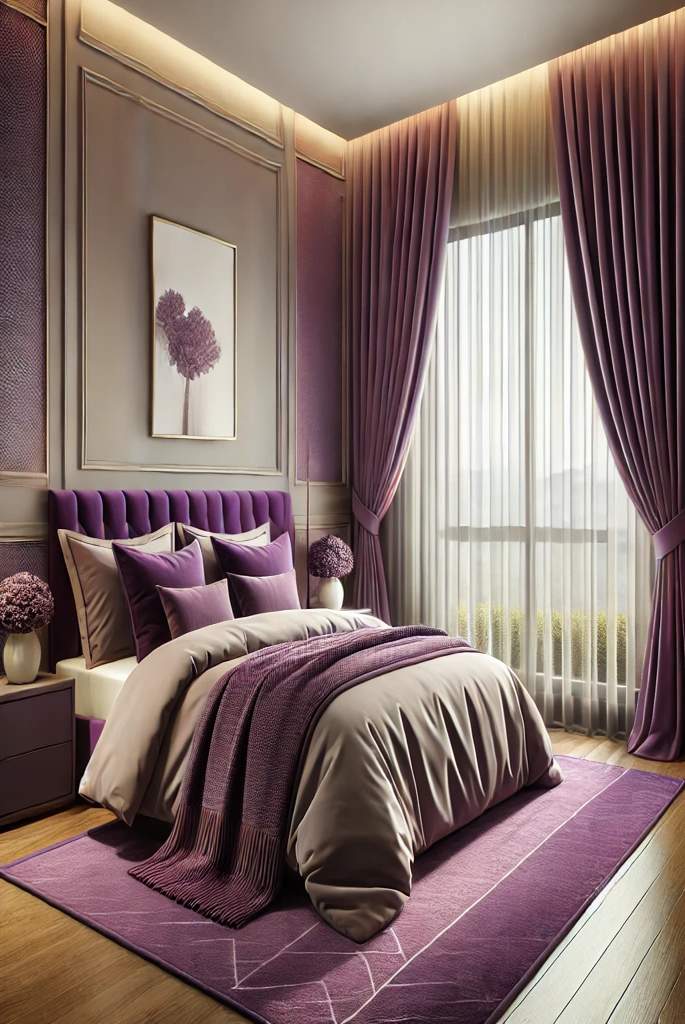 Purple Curtains and Rugs