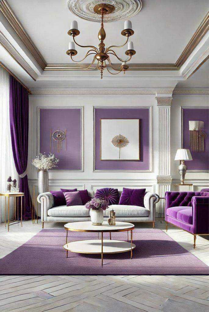 Purple and White living room