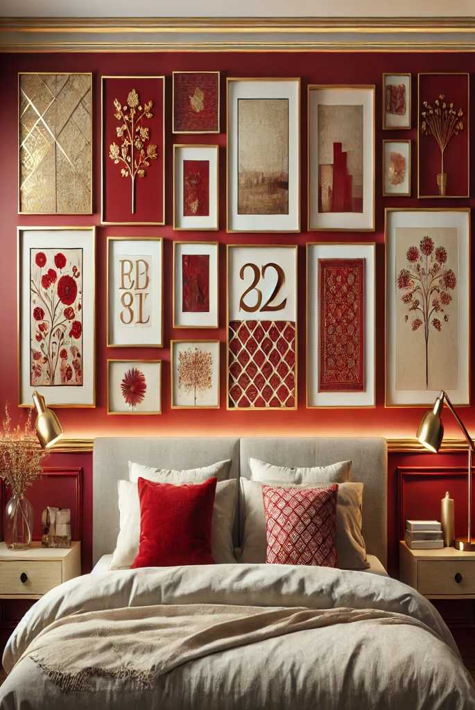 Red and Gold Gallery Wall