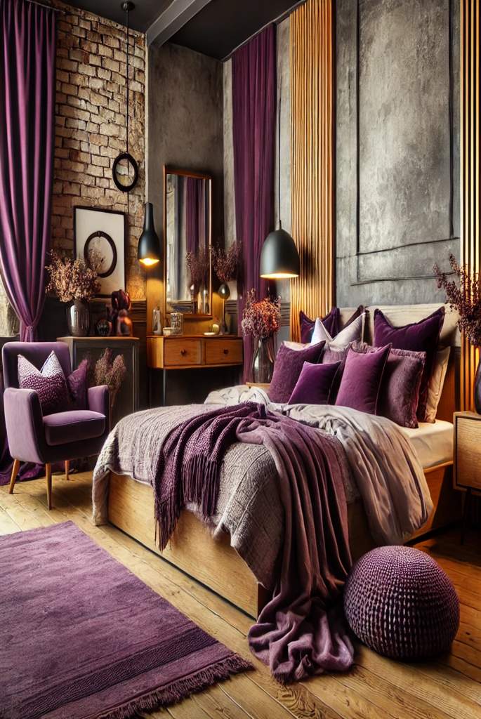 Rustic Purple bedroom