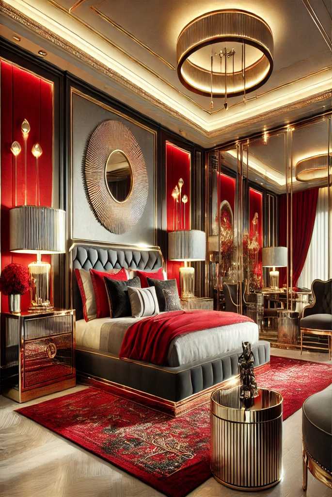 Simple red and black bedroom ideas