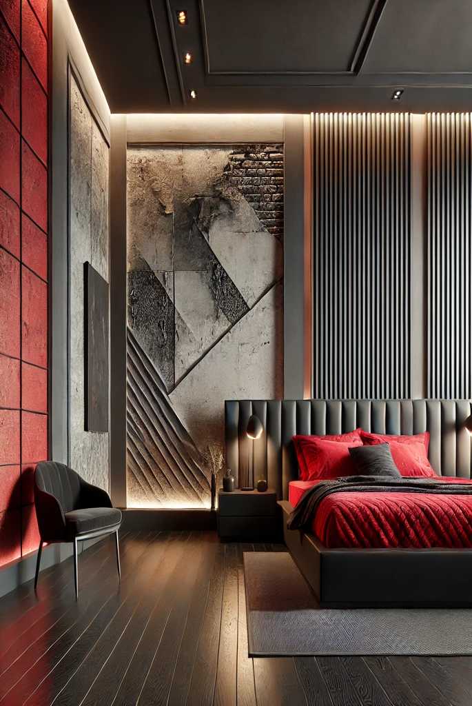 Textured Walls in Red and Black