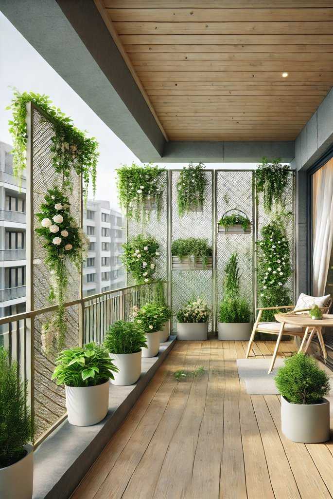 Balcony Privacy Screens with Plants