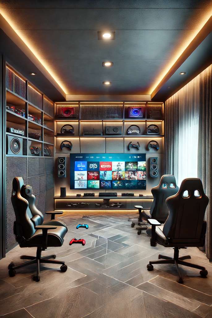 basement gaming tv room