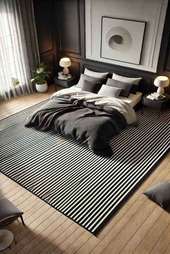 black bedroom rug