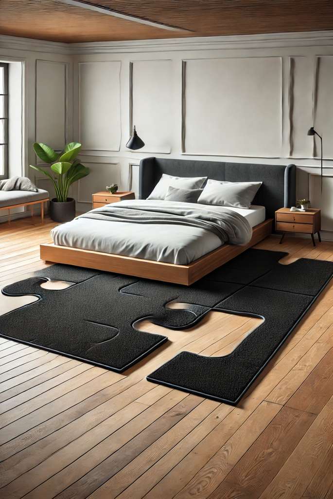 custom-shaped black carpet