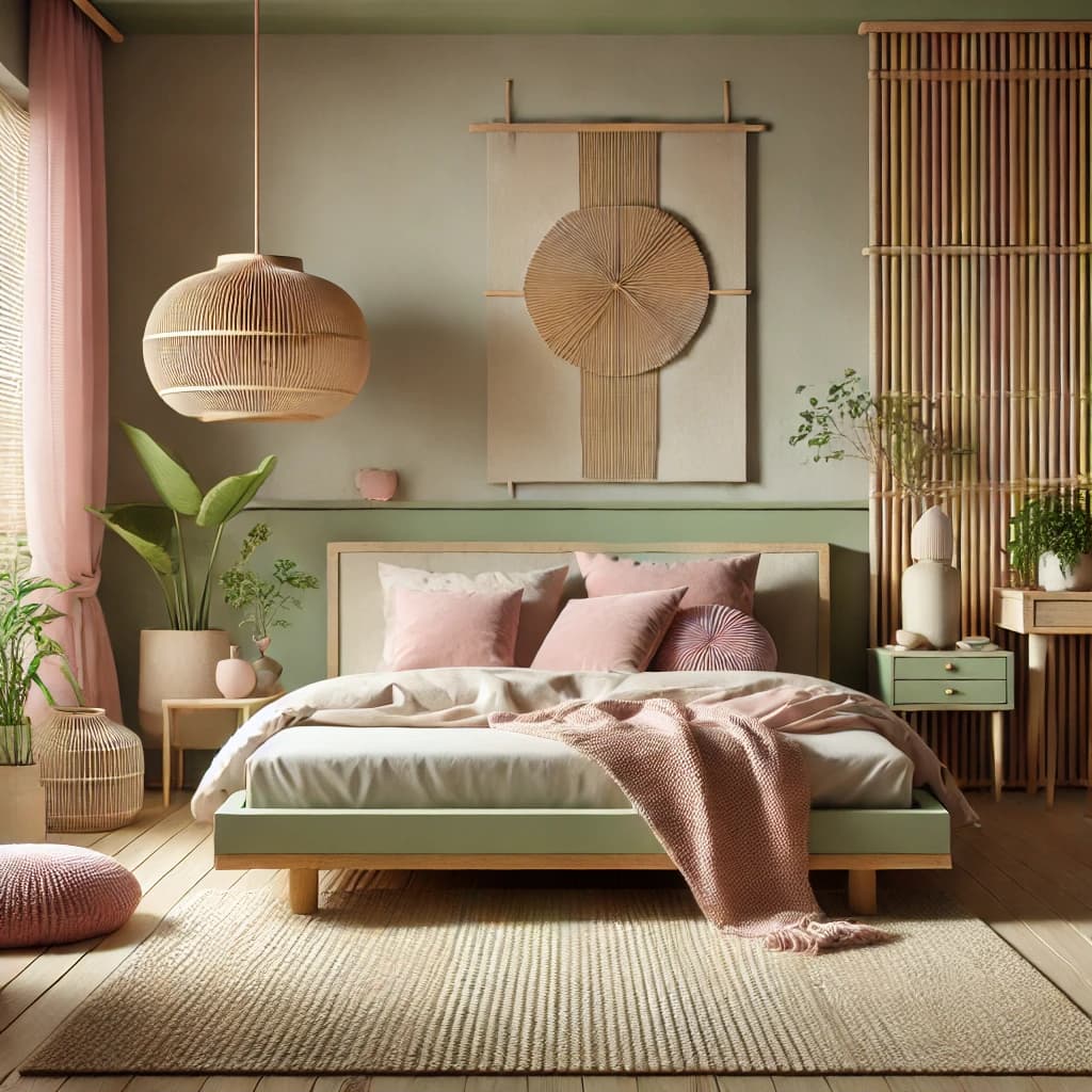 green and pink bedroom designs