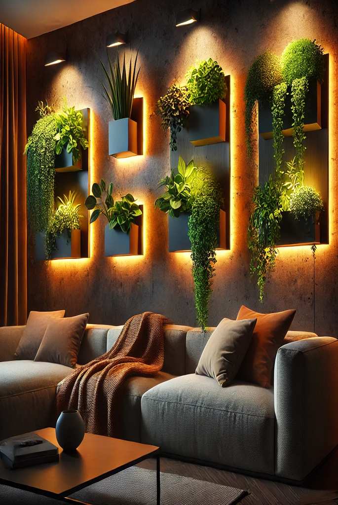 plant wall decor, living room