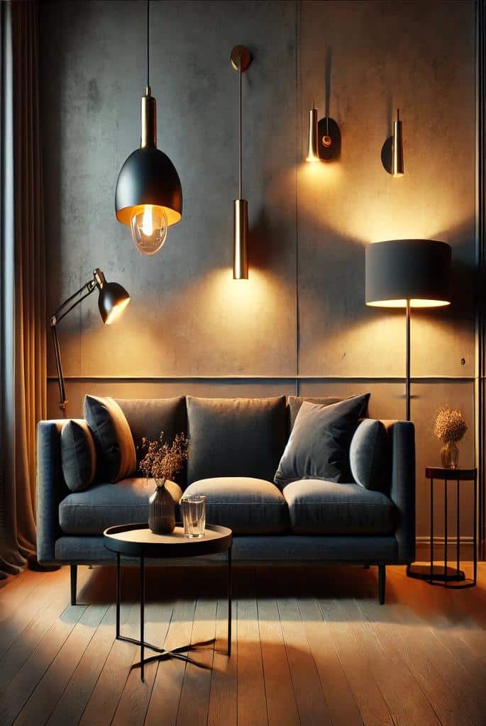 Dark grey sofa colour scheme ideas