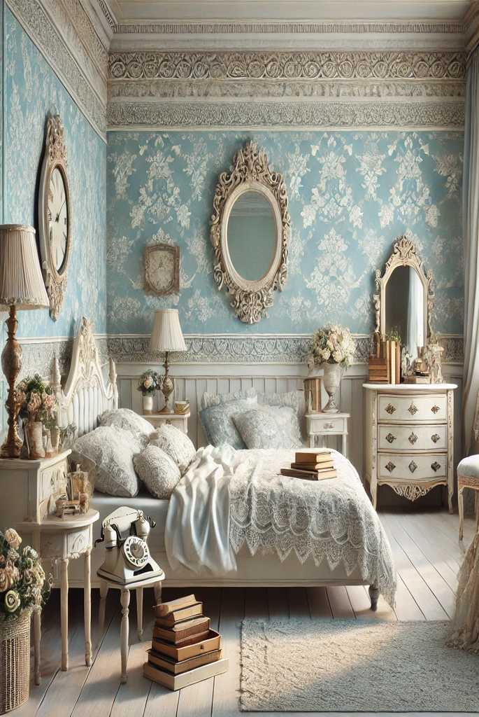 Vintage Light Blue Bedroom