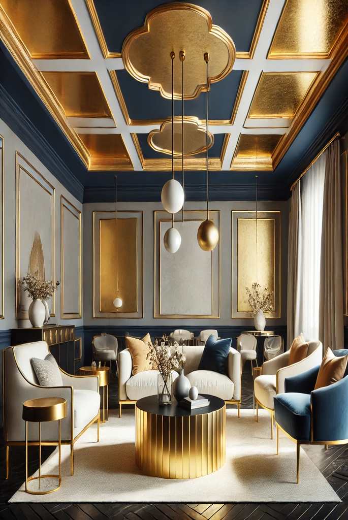 Gold Ceiling with Blue Walls