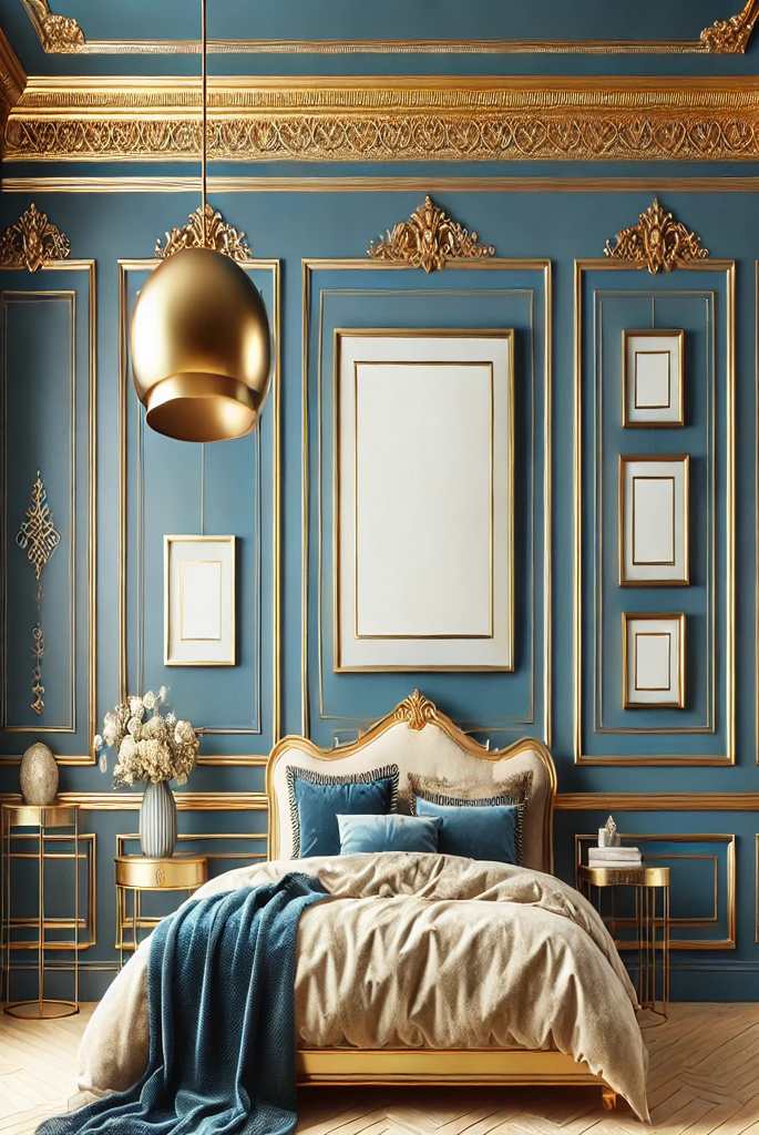 Blue Walls with Gold Trim