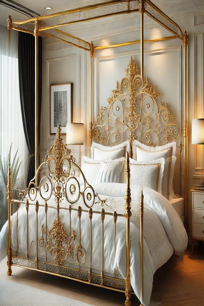 Gold Wrought Iron Bed