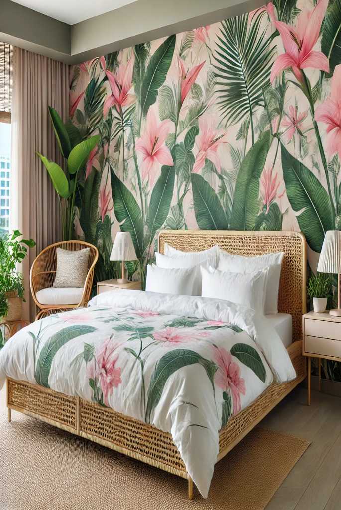 Tropical Pink and Green Wallpaper